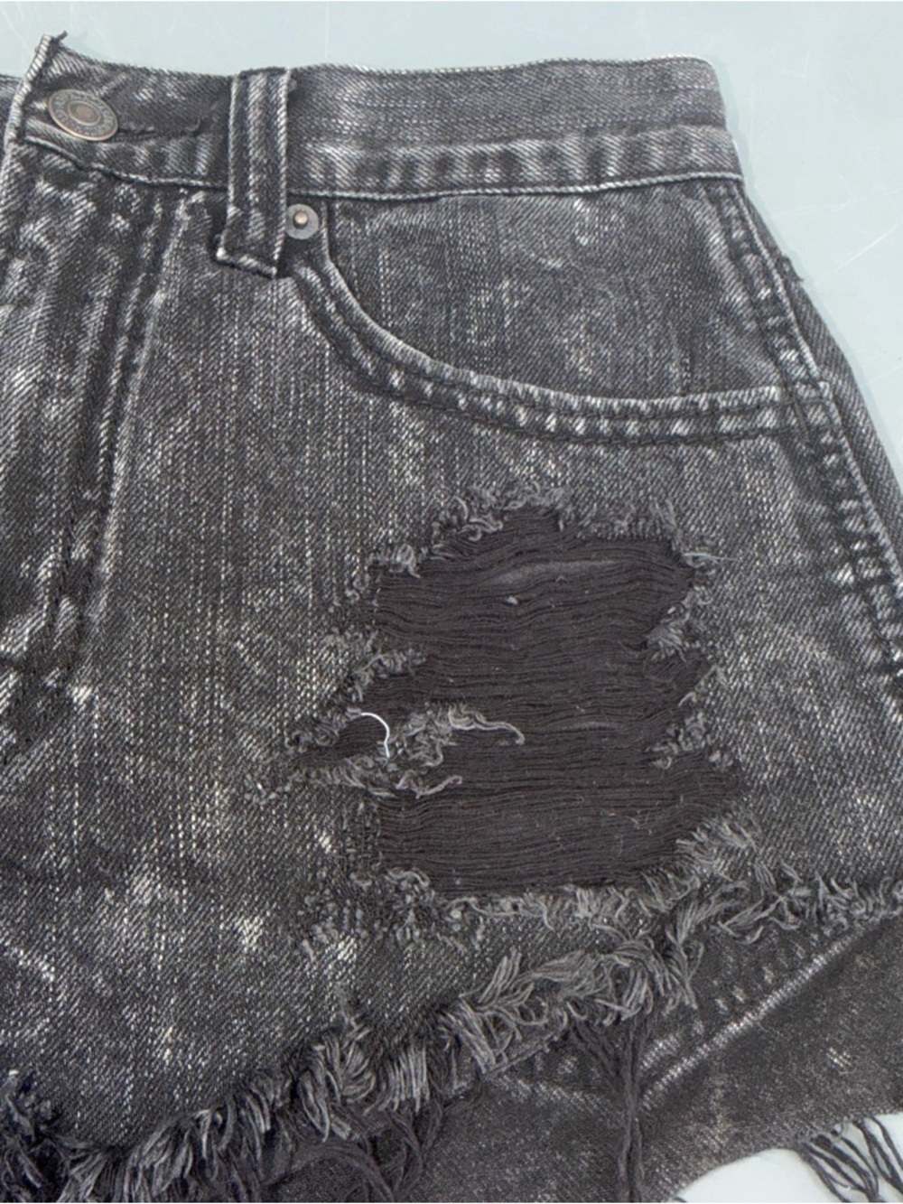 Abercrombie & Fitch Black Distressed Denim Cutoff Shorts - Picture 9 of 12